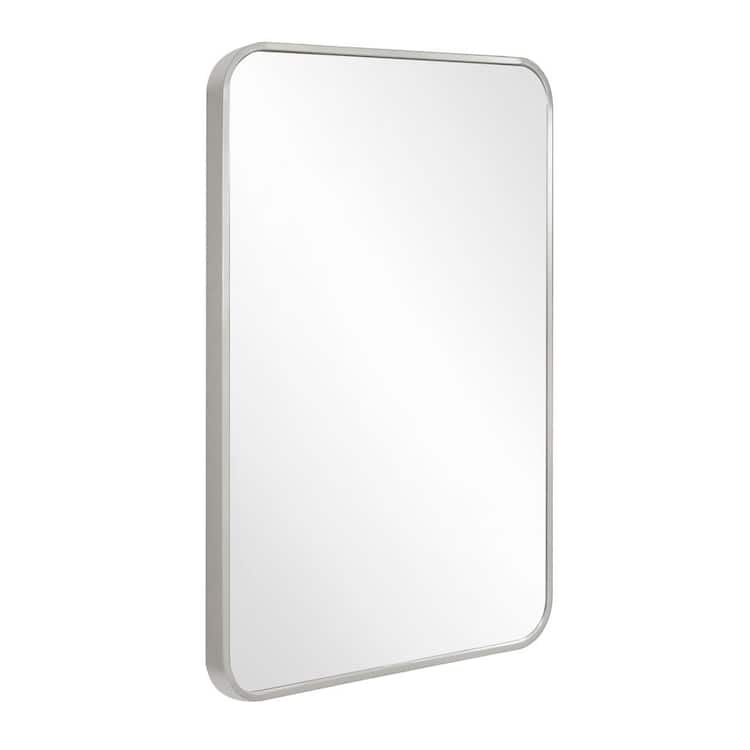 Design House Isla 24 in. W x 36 in. H Rectangular Modern Metal Framed Wall Mounted Bathroom Vanity Mirror in Brushed Silver