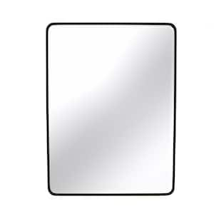 24 in. W x 32 in. H Rectangular Framed Floating Stainless Steel Bathroom Vanity Mirror in Matte Black