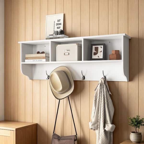 WhatWeWant WWW_RACK 2個セット Tahanbath White Entryway Wall Mounted Coat Rack with 4-Dual Hooks