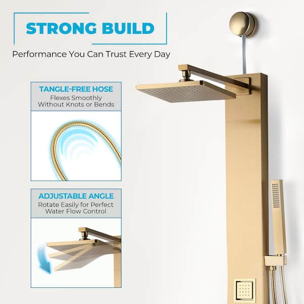 ANZZI Dion Series 39 in. 2-Jetted Shower Tower with Heavy Rain