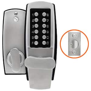 Satin Chrome Mechanical Push-Button Heavy-Duty Keyless Entry Lock with Holdback Function