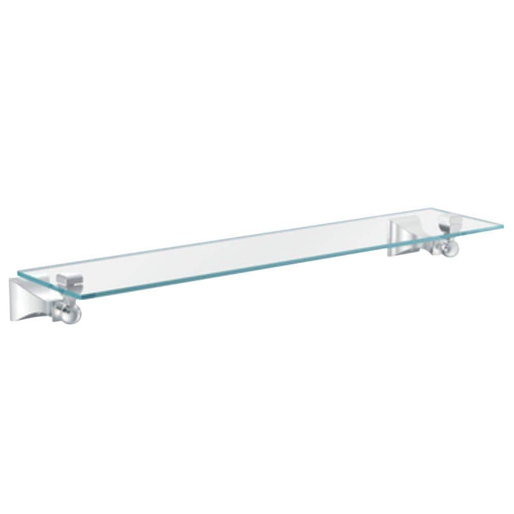 MOEN Preston 19 in. W Glass Bath Shelf in Chrome DN8490CH - The