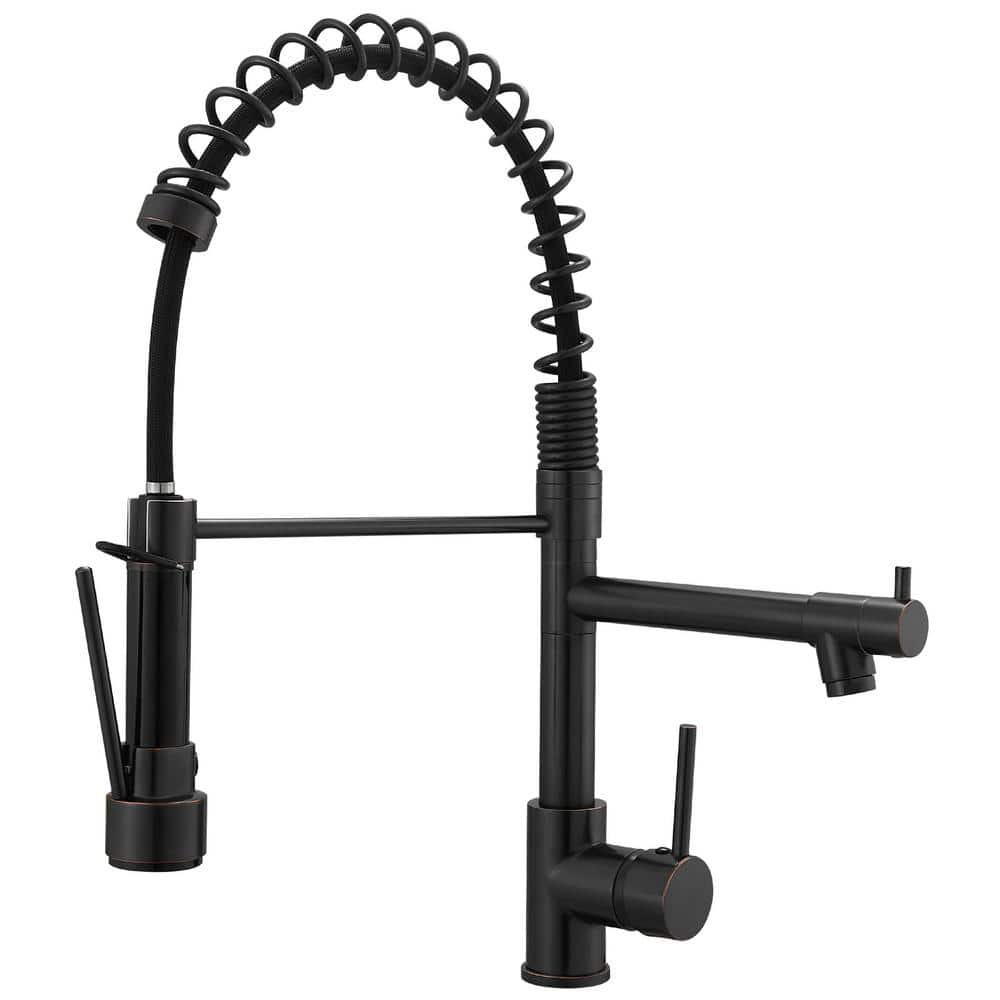 Single Handle Pull-Down Sprayer Kitchen Faucet in Oil Rubbed Bronze