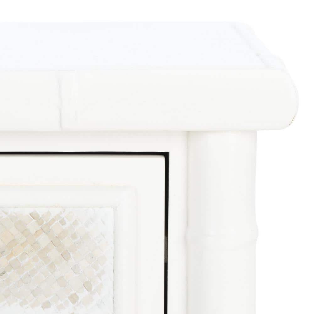 Elegant White and Gold Bamboo-Style Storage End Table