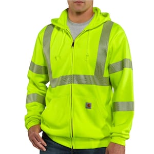 Men's 4X-Large Brite Lime Polyester High Visibility Zip-Front Class 3 Sweatshirt