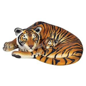 16.5 in. H Resting Bengal Tigress and Cub Life Size Statue