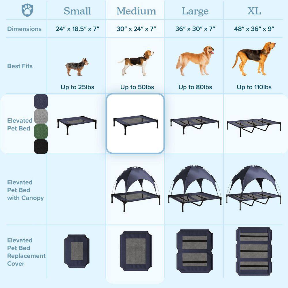 Medium Black Elevated Waterproof Outdoor Dog Bed