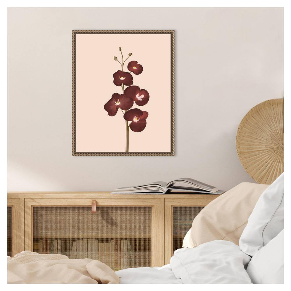 Burgundy Orchid Floral 16"x20" Framed Canvas Wall Art