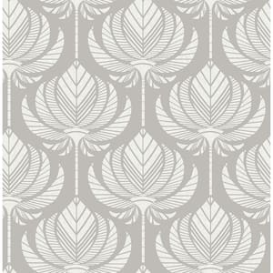Palmier Grey Lotus Fan Fabric Non-Pasted Matte Wallpaper