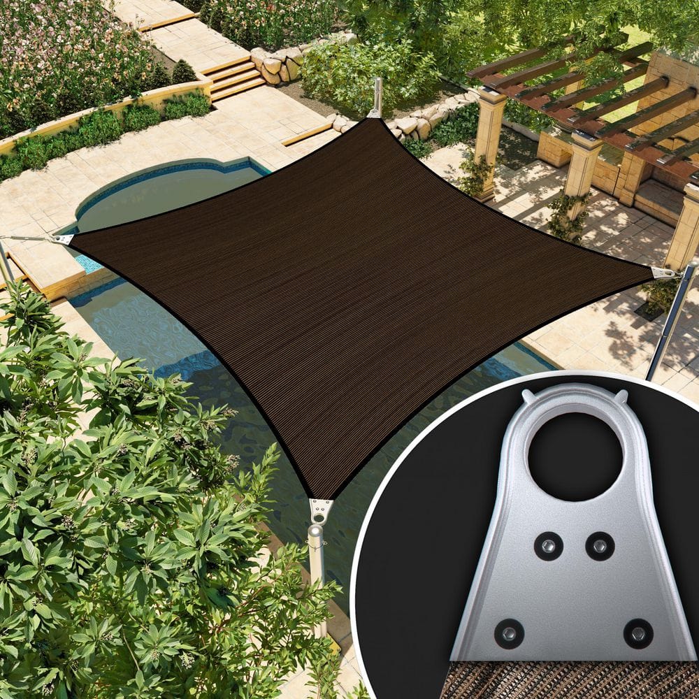 Super Ring 20 ft. x 24 ft. Sun Shade Sail with Hardware Kit and Cable-Brown price history on PriceWatchPro