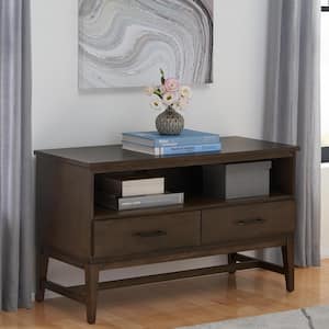 Bellamy Smoke Brown Wood 2 Drawer TV Stand with Cord Management (42 in. W x 25 in. H)