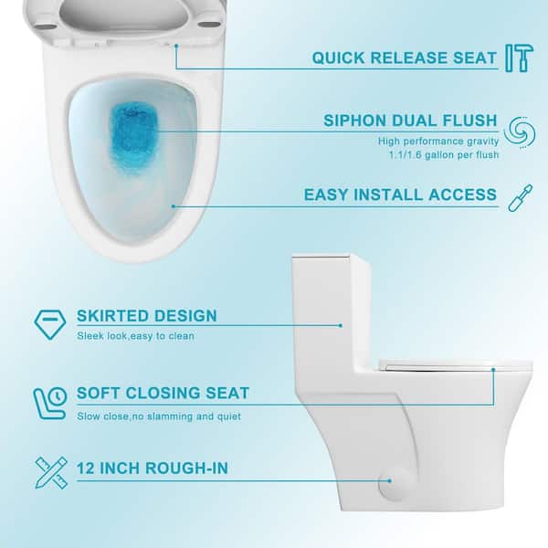 Boosicavelly 27.56 inch 1-piece 1.1/1.6 GPF Dual Flush Elongated