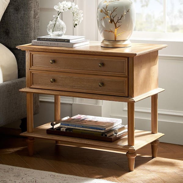 JAYDEN CREATION Constantin Oak 1-Drawer 28.4 in. W Nightstand with
