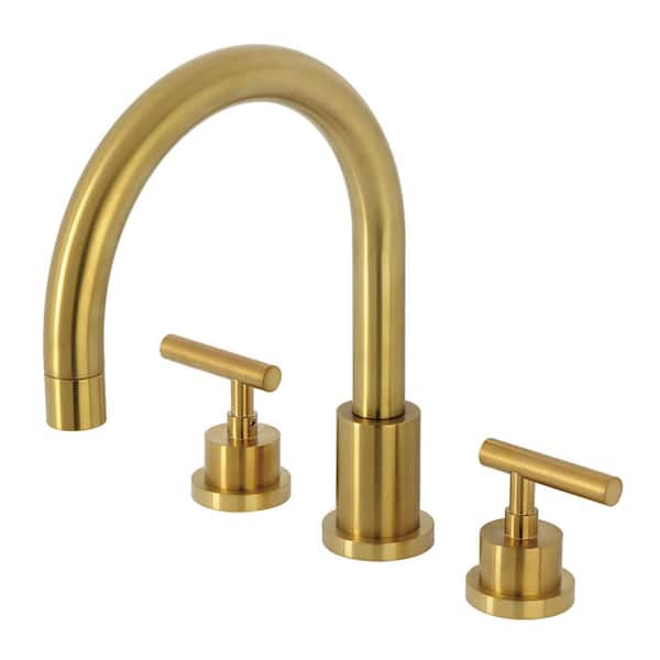 Manhattan 2-Handle Deck Mount Roman Tub Faucet in Brushed Brass