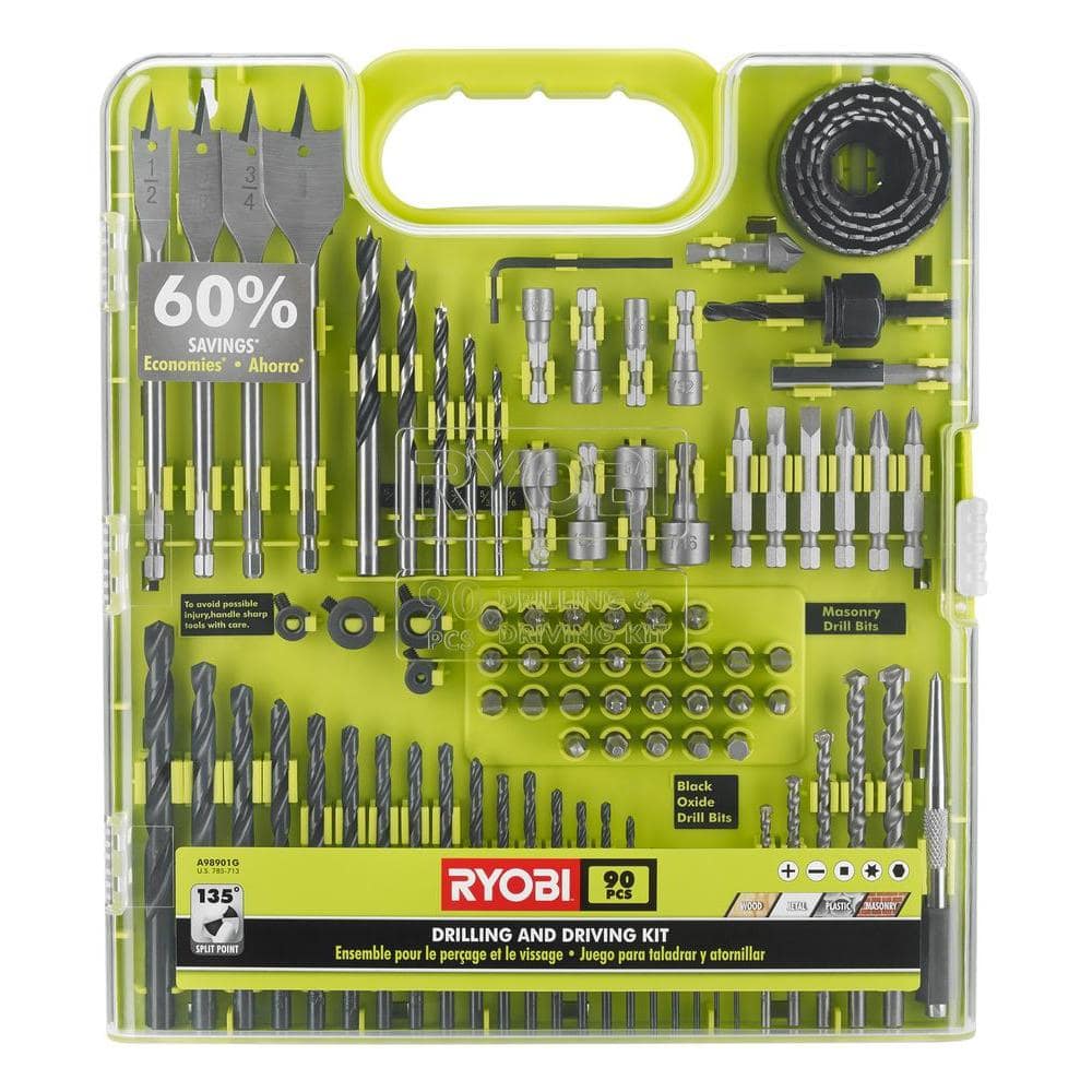 RYOBI Drill and Drive Kit (90-Piece) A98901G - The Home Depot