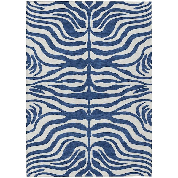 Chantille Machine Washable Indoor/Outdoor Abstract ACN1042 Navy 2 ft. 6 in. x 3 ft. 10 in. Area Rug