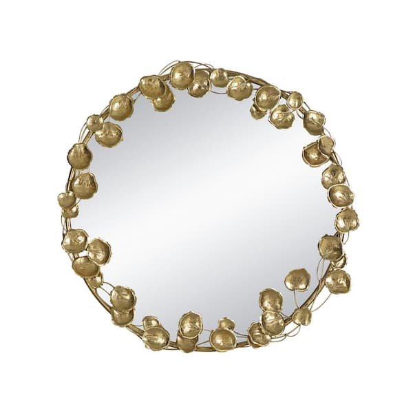 Anky 35.2 in. W x 35.2 in. H Iron Framed Gold Wall Mounted Decorative Mirror