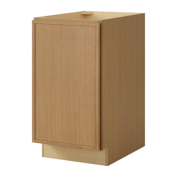 Leyton 18 in W x 24 in D x 34.5 in H Ready to Assemble Plywood Slim Shaker Double Trash Can Kitchen Cabinet in White Oak