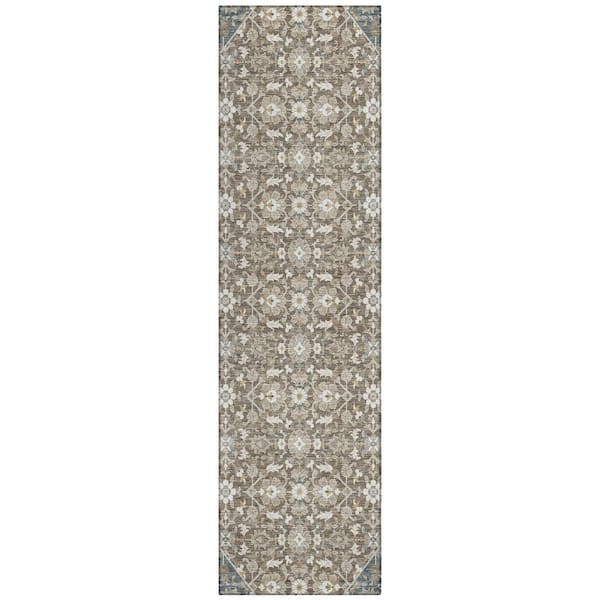 Chantille Machine Washable Indoor/Outdoor Abstract ACN3046 Taupe 2 ft. x 7 ft. Runner Rug