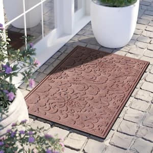 A1HC Brocade Light Brown 24 in. x 36 in. Eco-Poly Scraper Mats with Anti-Slip Fabric Finish and Tire Crumb Backing