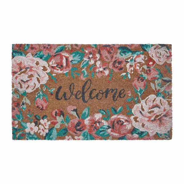 VCNY Home Welcome Multi-color 18 in. x 30 in. Coir Outdoor Door Mat