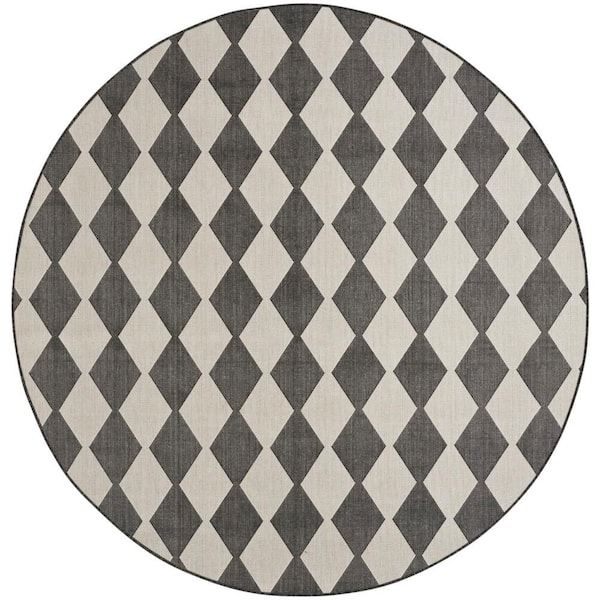 Positano Black 10 ft. Round x 10 ft. Diamond Contemporary Round Area Rug