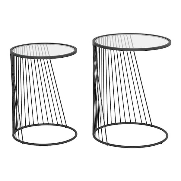 ZUO Shine Clear and Black Nesting Tables