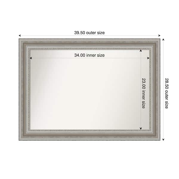 Amanti Art Parlor Silver 39.5 in. x 28.5 in. Custom Non-Beveled Recycled Polystyrene Framed Bathroom Vanity Wall Mirror