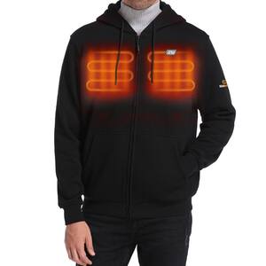 Men's Large Black 7.2-Volt Lithium-Ion Full Zip Heated Hoodie Jacket with (1) 5.2Ah Battery and Charger