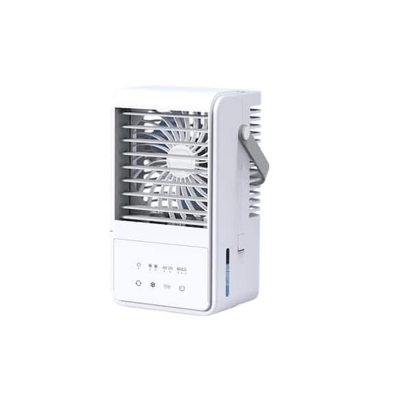 Adrinfly 6-8 Hours 4-in-1 Air Conditioner w 3-Speeds, 2-Mist Modes, 90° Oscillating Cooling Fan, Timer, 7-Color Light, in White
