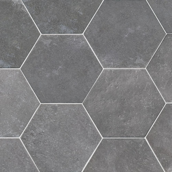 Dakota Hexagon 7.87 in. x 9.45 in. Matte Base Grafito Porcelain Floor and Wall Tile (10 sq. ft./Case)