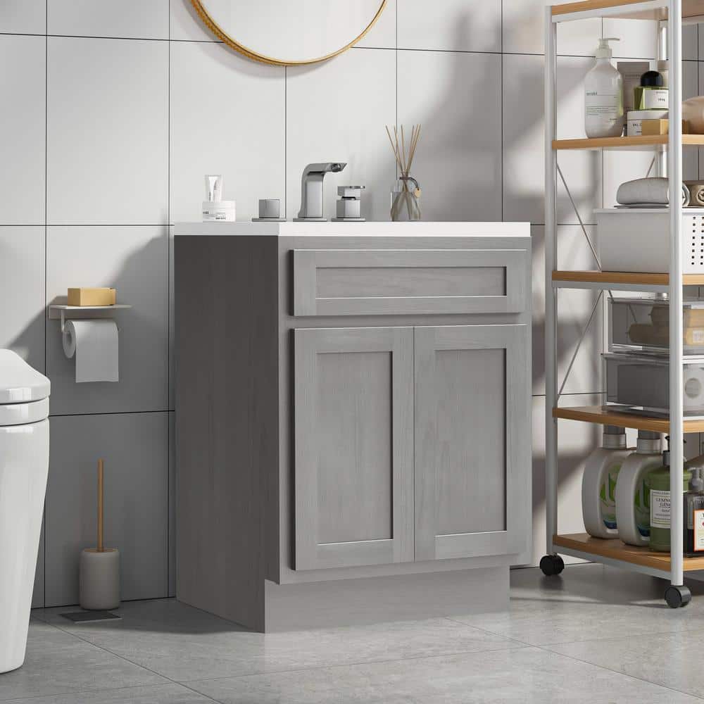 Silver 24" Double Shutter Door Bathroom Vanity Cabinet