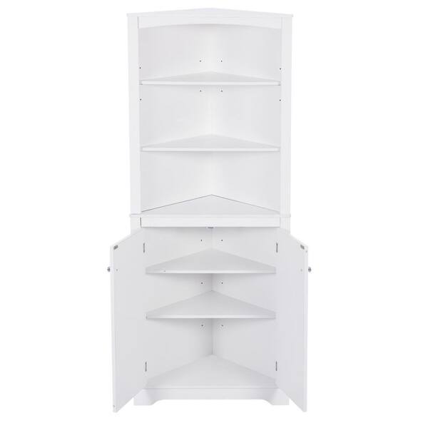 RiverRidge Madison 23.31-in x 63.88-in x 16.88-in White Freestanding Corner  Linen Cabinet