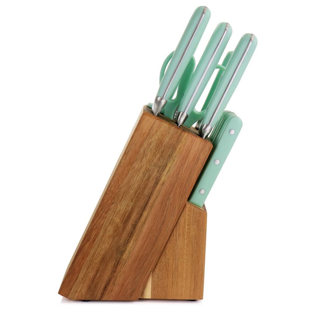 14-Piece Stainless Steel Knife Set with Ash Wood Block