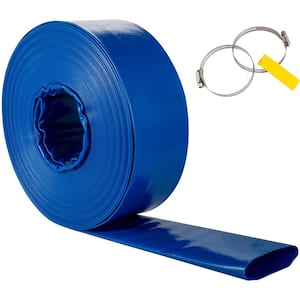 Discharge Hose, 2 in. x 105 ft. PVC Fabric Lay Flat Hose, Heavy Duty Backwash Drain Hose with Clamps, Weather-Proof