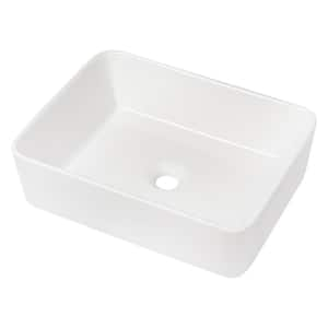 19 in. Framhouse Single Bowl in White Ceramic Rectangular Vessel Bathroom Sink, Modern 19"x 15" Framhouse Kitchen Sink