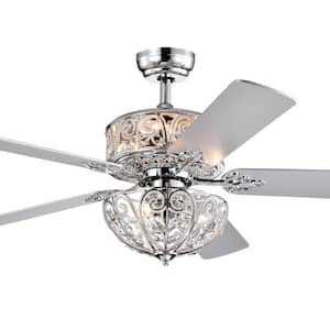 Hegasal 52 in. Indoor Chrome Finish Remote Controlled Ceiling Fan with Light Kit