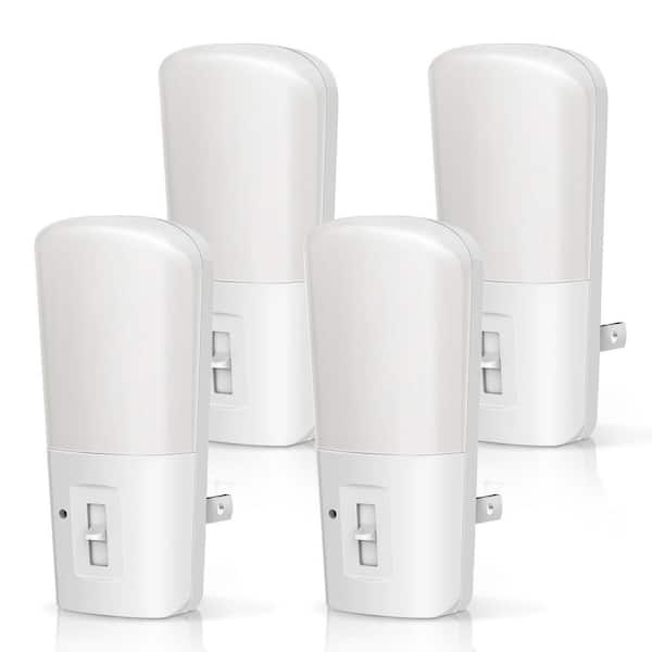 YANSUN LED Dimmable Night Light Plug-In, 3000K Soft White, Dusk to Dawn Sensor, 4-Pack for Kids Room, Nursery, Hallway