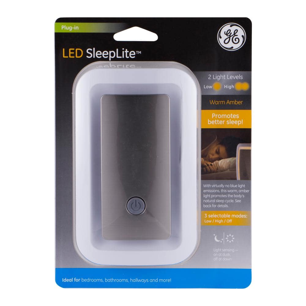 GE Automatic Brushed Nickel LED Night Light with Sensor