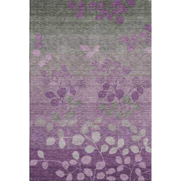 Mayfield Premium Machine Washable Abstract AMF1900 Purple 10 ft. x 14 ft. Area Rug