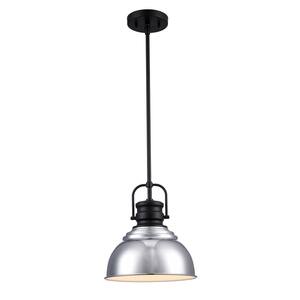 Shelston 10 in. 1-Light Chrome Pendant with Metal Shade
