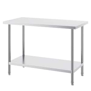 Stainless Steel Kitchen Prep Table 24 x 48 x 34 in. 800 lbs. Load Capacity Heavy Duty Table with 3 Adjustable Heights