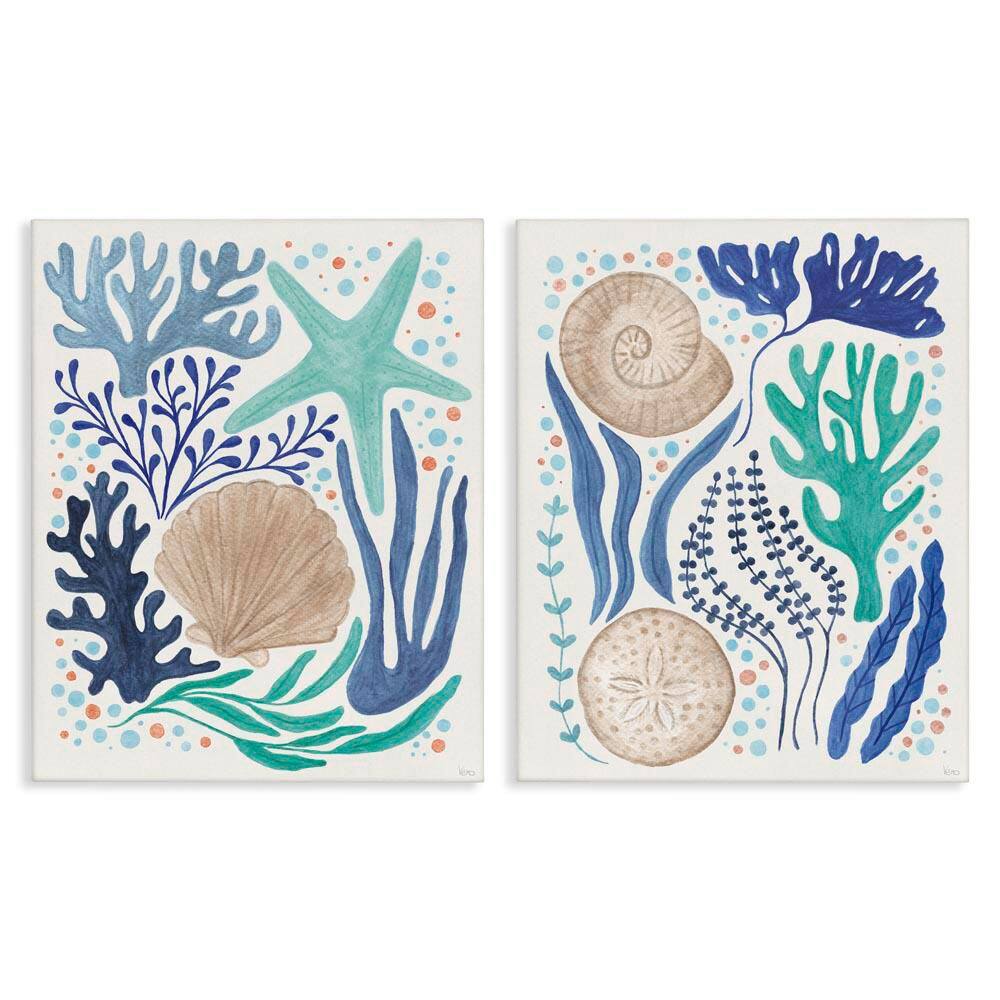Coastal Currents Sea Life by Veronique Charron 2 Pieces Unframed Coastal Graphic Art Print 30 in. x 24 in. price history on PriceWatchPro