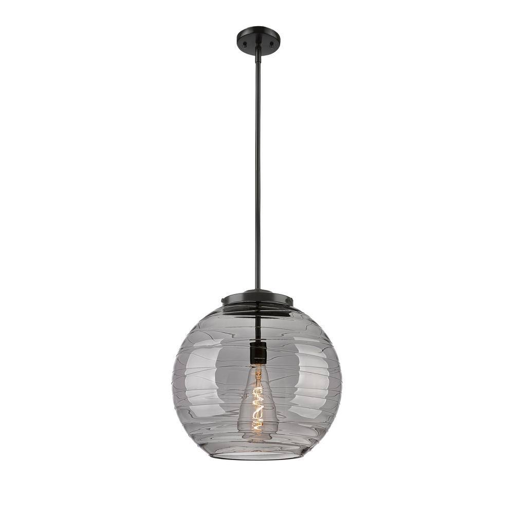 Athens Deco Swirl 100-Watt 1-Light Matte Black Shaded Mini Pendant Light with Tinted Glass Shade price history on PriceWatchPro