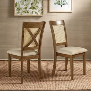 Oak Cane X-Back Accent Dining Chair (Set of 2)