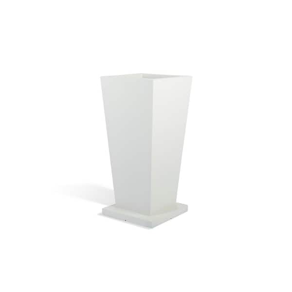 PolyStone Planters Paseo Square Taper 17 in. x 36 in. Square White Composite Taper Planter