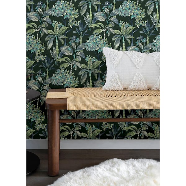 Deep Green Panama Peel and Stick Vinyl Wallpaper