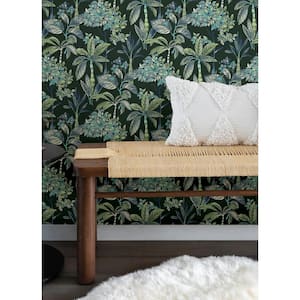 Deep Green Panama Peel and Stick Vinyl Wallpaper Sample