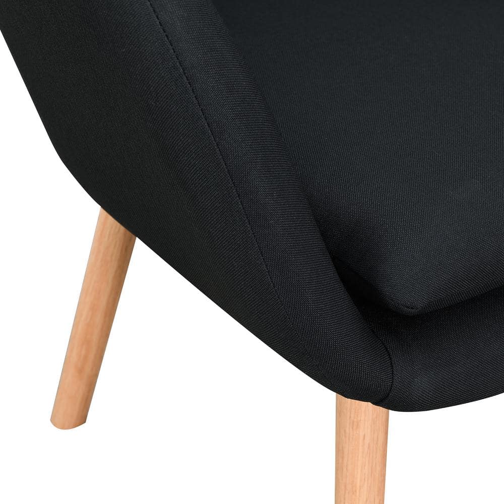 Charlotte Wingback Black Velvet Accent Chair with Sustainably Sourced Wood
