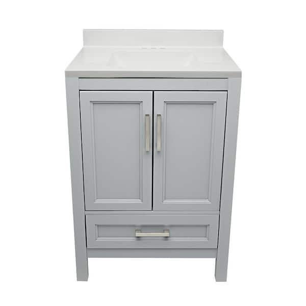 Ella Nevado 25 in. W x 19 in. D x 36 in. H Bath Vanity in Gray with Cultured Marble Vanity Top Sink in White